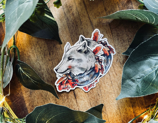 Wolf Sticker | Waterproof Sticker | Cottagecore | Vinyl Sticker | Laptop Sticker | Planner Sticker | Journal Sticker | Water Bottle Sticker