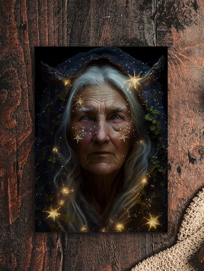 Witch Art Digital Print - Forest Witch Crone Printable Art Instant Download