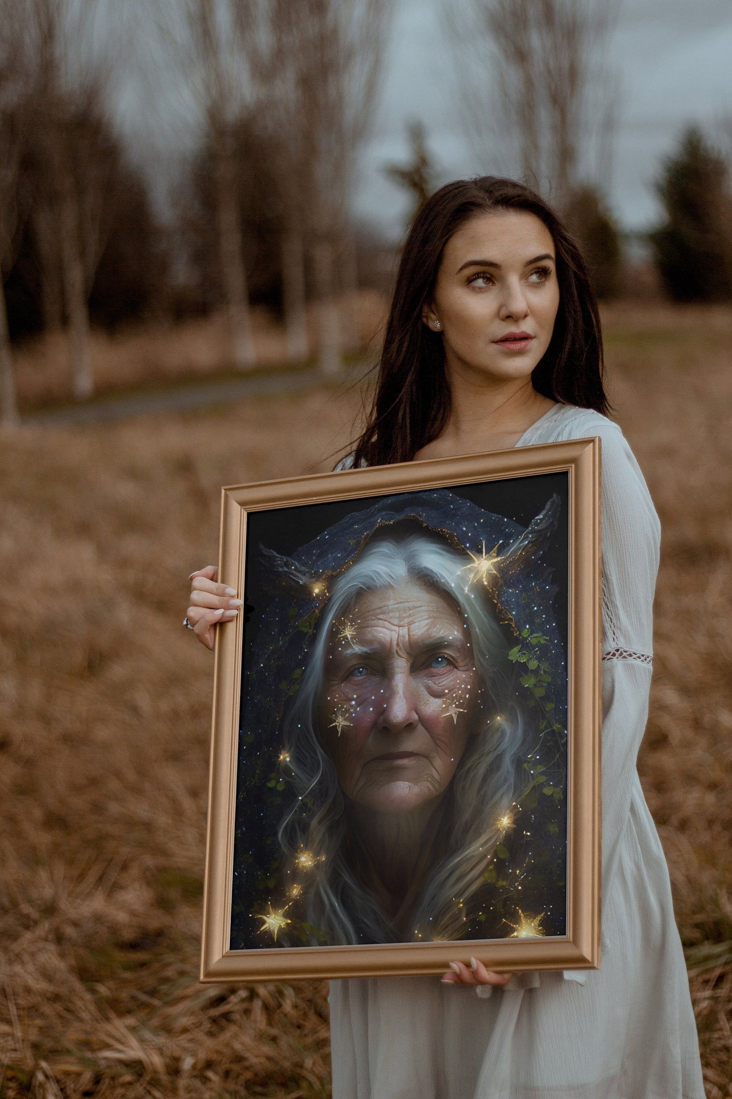 Witch Art Digital Print - Forest Witch Crone Printable Art Instant Download