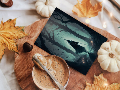 Witch Art - Forest Witch Artwork Printable Digital Art Print Instant Download