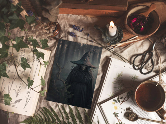 Witch Art Digital Print - Forest Witch Printable Wall Art Instant Download