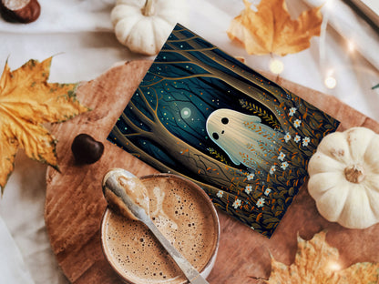 Ghost Art - Forest Ghost Illustration Printable Art | Halloween Wall Decor