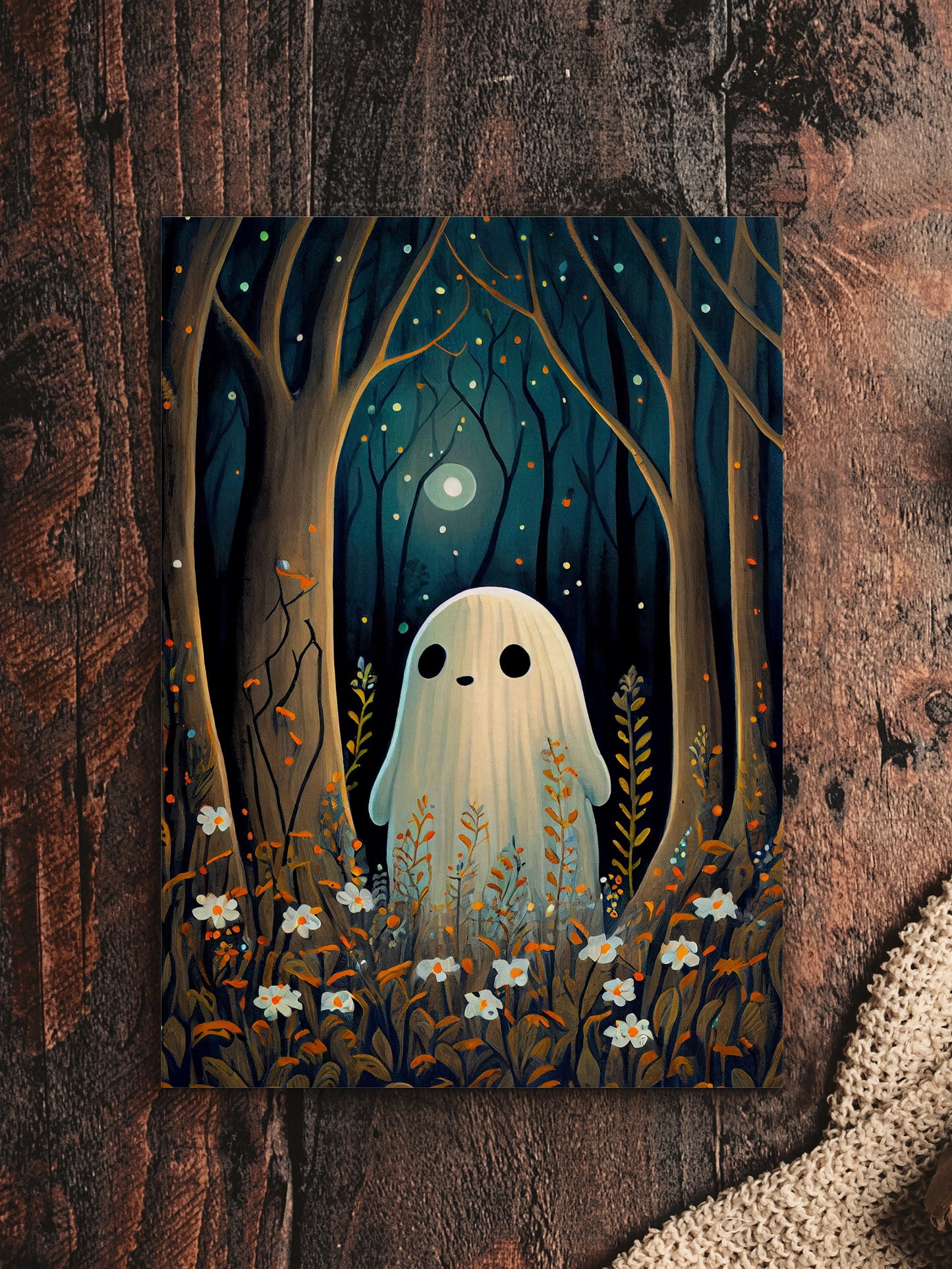 Ghost Art - Forest Ghost Illustration Printable Art | Halloween Wall Decor