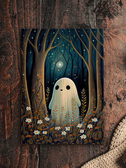 Ghost Art - Forest Ghost Illustration Printable Art | Halloween Wall Decor
