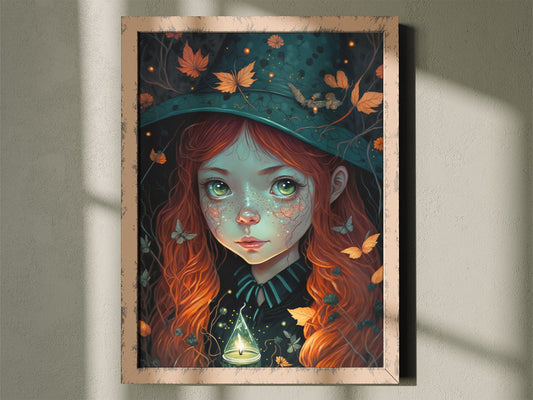 Witch Art Cottagecore Art Printable Digital Print Cute Witch Illustration