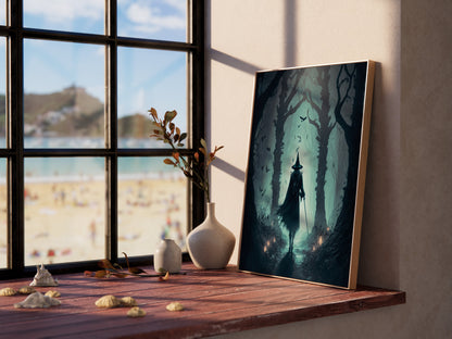 Witch Art - Forest Witch Artwork Printable Digital Art Print Instant Download