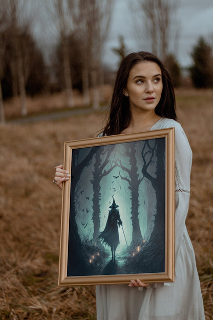 Witch Art - Forest Witch Artwork Printable Digital Art Print Instant Download
