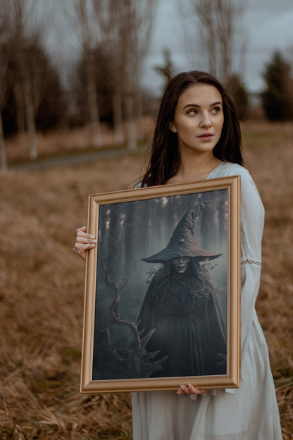 Witch Art Digital Print - Forest Witch Printable Wall Art Instant Download