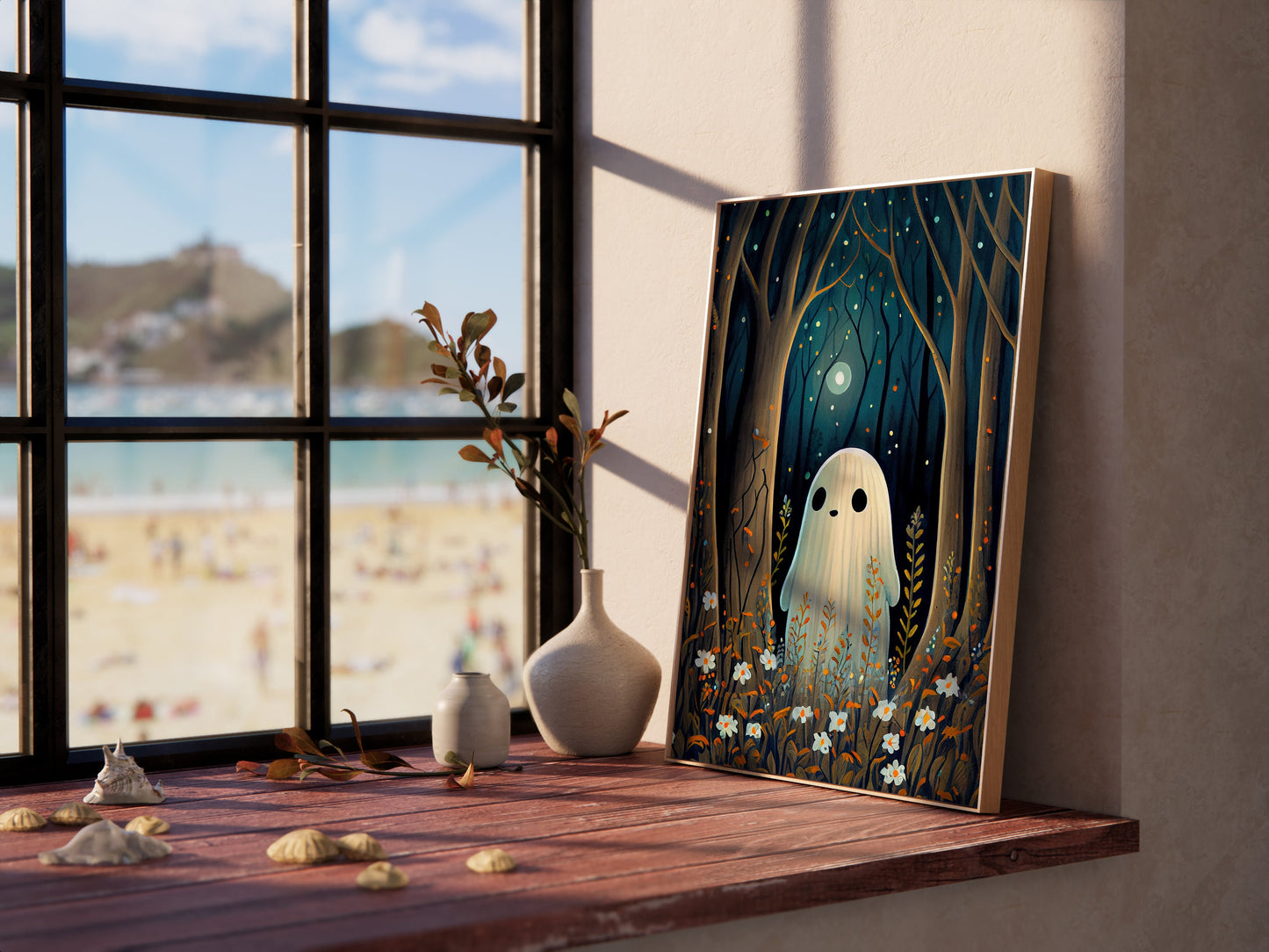 Ghost Art - Forest Ghost Illustration Printable Art | Halloween Wall Decor